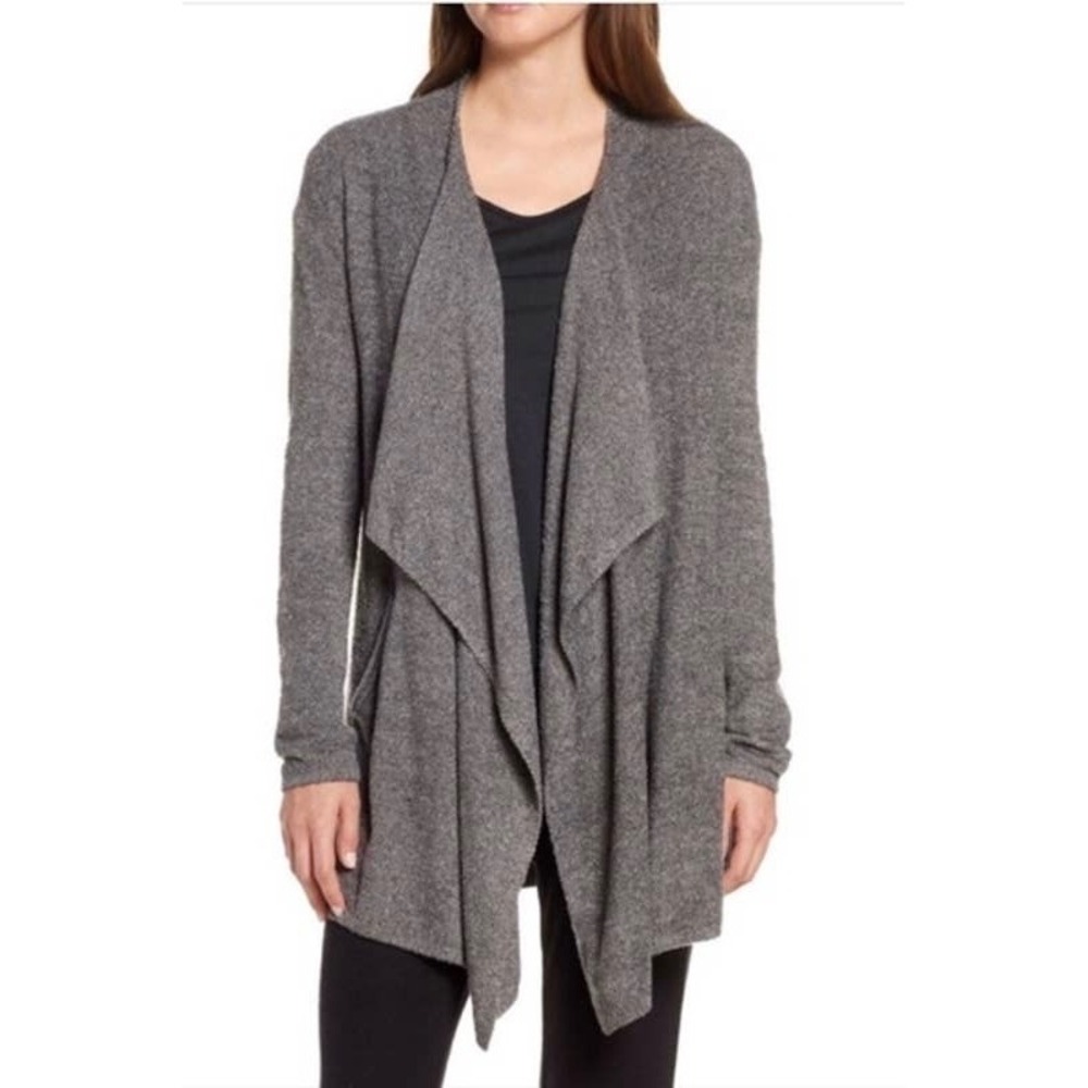 Barefoot Dreams Bamboo Chic Lite Circle Cardigan Gray Open Front Sweater 436 S/M